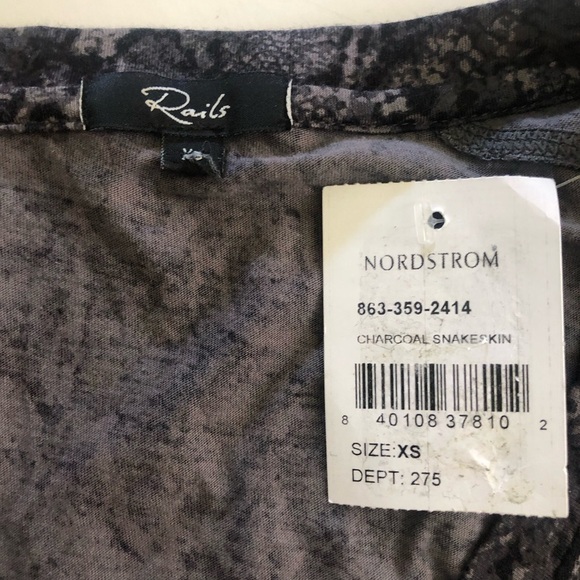 Rails Sami Snakeskin Print Modal V-Neck Long-Sleeve Top Size XS - Picture 6 of 11